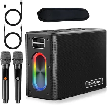 150W 15000mAh Portable Bluetooth Karaoke Machine with 2x Wireless Microphones