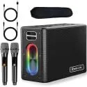 150W 15000mAh Portable Bluetooth Karaoke Machine with 2x Wireless Microphones