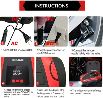 Teromas ‎TMS-3015 Tire Inflator Air Compressor