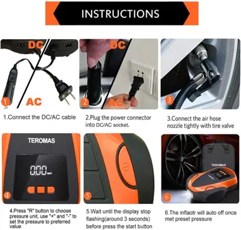 Teromas ‎TMS-3015 Tire Inflator Air Compressor