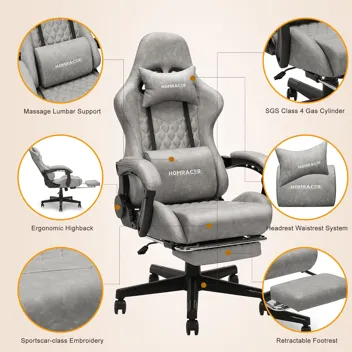 Homracer DX6699 Lumbar Support Office Gaming Chair with Footrest