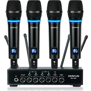 Zerfun Wireless 4-Channel Microphone System & Receiver Box