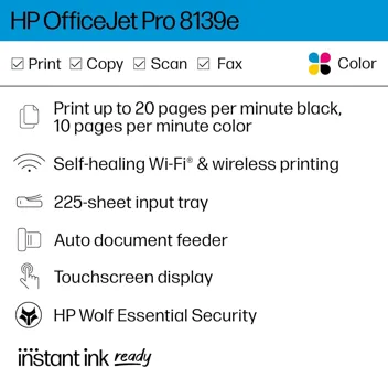 OfficeJet Pro 8139e All-in-One Printer