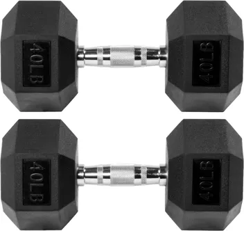 Rubber Encased Hex Dumbbell, 20LB Pair