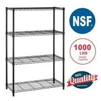 BestOffice 14"x36"x54" 4-Shelf NSF Wire Shelving Unit (Black)