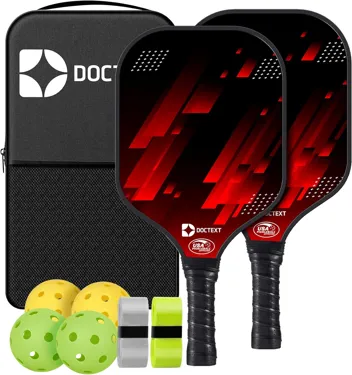 Doctext USAPA Compliant Pickleball Set w/ 2x Paddles, 4x Balls