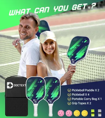 Doctext USAPA Compliant Pickleball Set w/ 2x Paddles, 4x Balls