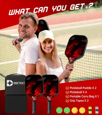 Doctext USAPA Compliant Pickleball Set w/ 2x Paddles, 4x Balls