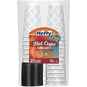 16oz Paper Disposable Hot Cups with Lids (20-Count)