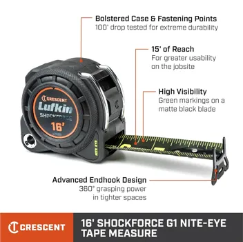 Lufkin 1-3/16" x 25' Shockforce Nite Eye G1 Dual Sided Tape Measure : Sports & Outdoors