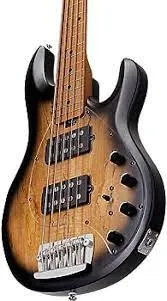 StingRay Ray34HH Spalted Maple Top Maple Fingerboard Electric Bass Guitar Natural Burst Satin