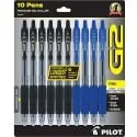 G2 0.7mm Fine Point Premium Gel Roller Pens (6-Black, 4-Blue)