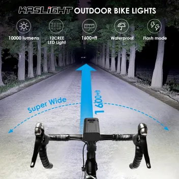 Kaslight 8-LED 8000LM 10000mAh Bike Lights w/ Rear Tail Lights