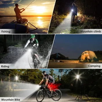 Kaslight 8-LED 8000LM 10000mAh Bike Lights w/ Rear Tail Lights