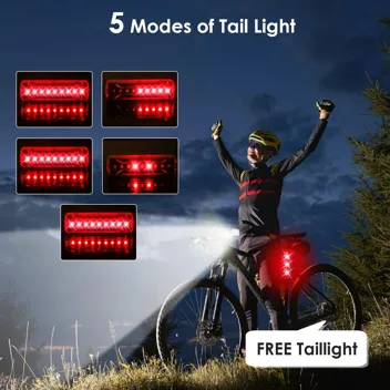 Kaslight 8-LED 8000LM 10000mAh Bike Lights w/ Rear Tail Lights