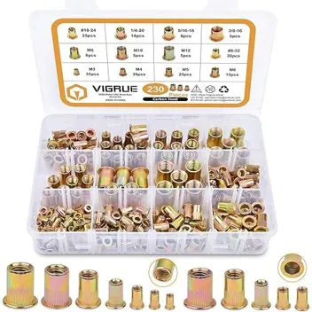 Vigrue 230-Piece SAE & Metric Carbon Steel UNC Rivet Nuts Assortment Kit