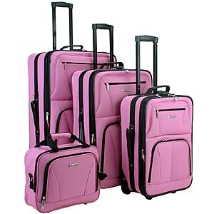 Rockland Journey Softside Upright Luggage Set, Expandable, Pink, 4-Piece (14/19/24/28)