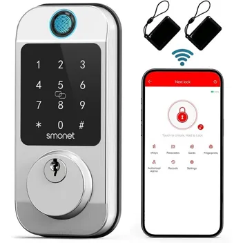 Smonet 10-in-1 Bluetooth Keyless Entry Front Door Lock with Fingerprint & Keypad Unlock