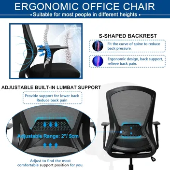 VigorPow Ergonomic Mid Back Mesh Office Chair with Lumbar Support