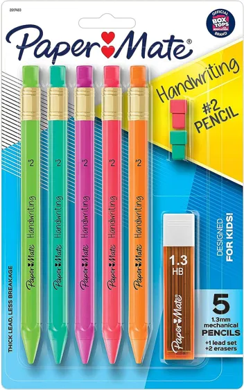 [S&S]: 5-Ct 1.3mm Handwriting Triangular Mechanical Pencil Set