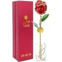 24K Gold Dipped Real Rose Gift Set with Stand