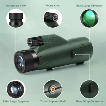 OXK Optics 12x56 BAK4 Prism FMC Lens Monocular Telescope w/ Smartphone Adapter & Tripod