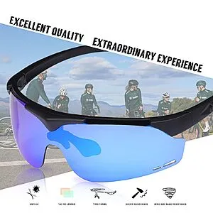 Large Lens Polarized Sunglasses With Magnetic Interchangeable Lens and Case