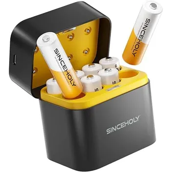 Sinceholy Rechargeable AA 3000mWh Lithium Batteries with Fast Charger