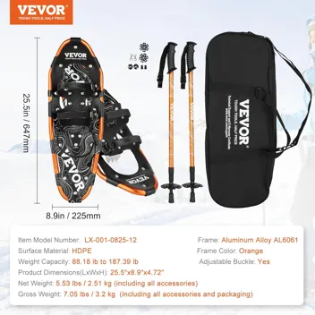 Vevor 25" Snowshoes with Trekking Poles