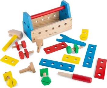 Melissa & Doug Take-Along Tool Kit Wooden Construction Toy w/ Prime