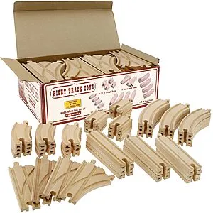 Wooden Train Track 52 Piece Set - 18 Feet Of Track Expansion