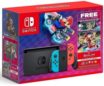 Switch Mario Kart 8 Deluxe Console Bundle (Digital Game + 3mo. Online Membership)