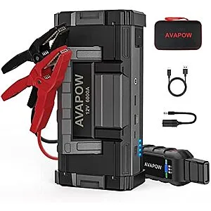 6000A Car Battery Jump Starter w/ Dual USB Quick Charge and DC Output,12V Pack Built-in LED