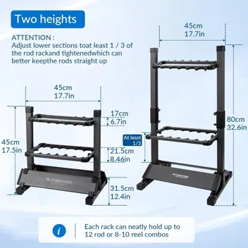 THKFISH 12 Rod Fishing Rod Rack