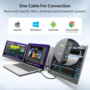 Kyy X90 14" 1080p IPS USB-C Dual Screen Laptop Extender Portable Monitors