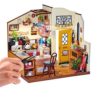 Miniature House Kit DIY Mini Dollhouse with Furniture Tiny Room Kit with LED Light Hobby Wooden Craft Diorama