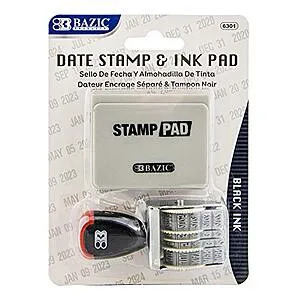 BAZIC Date Stamp and Ink Pad (Black Ink)