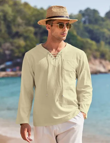 Coofandy Linen Beach Shirt