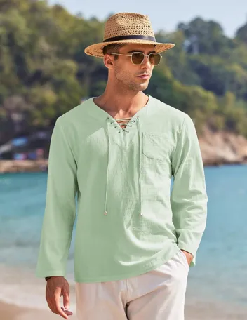 Coofandy Linen Beach Shirt