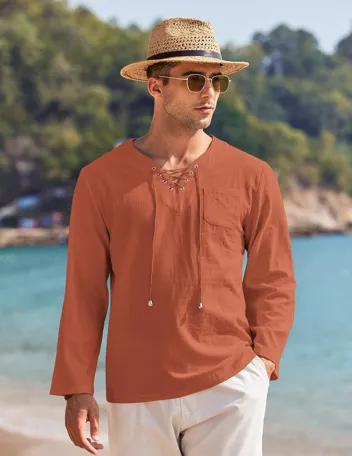 Coofandy Linen Beach Shirt