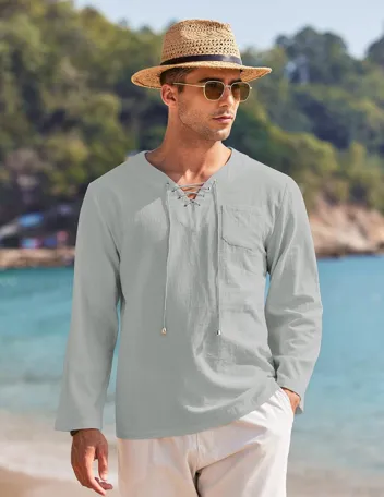 Coofandy Linen Beach Shirt