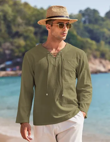 Coofandy Linen Beach Shirt