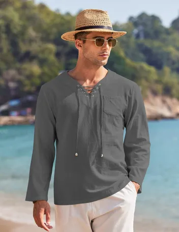 Coofandy Linen Beach Shirt