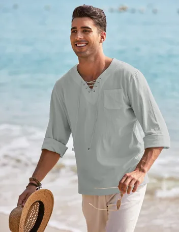 Coofandy Linen Beach Shirt