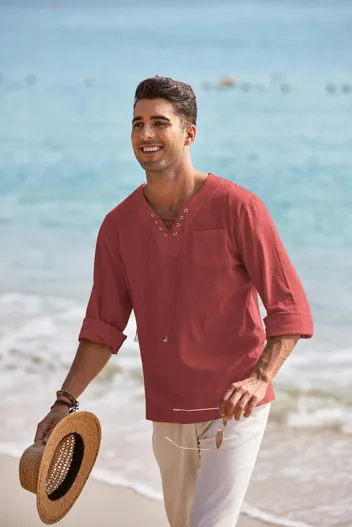 Coofandy Linen Beach Shirt