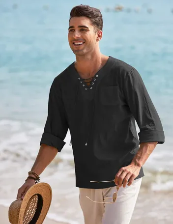 Coofandy Linen Beach Shirt