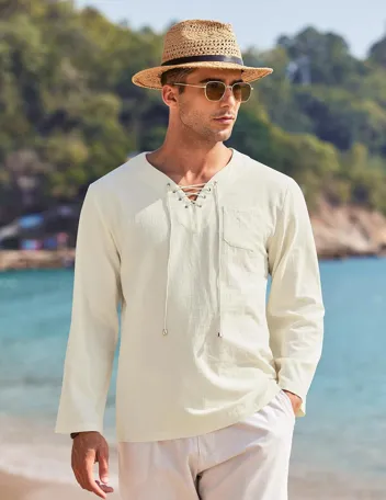 Coofandy Linen Beach Shirt