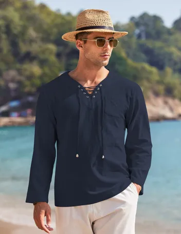 Coofandy Linen Beach Shirt