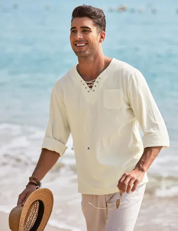 Coofandy Linen Beach Shirt