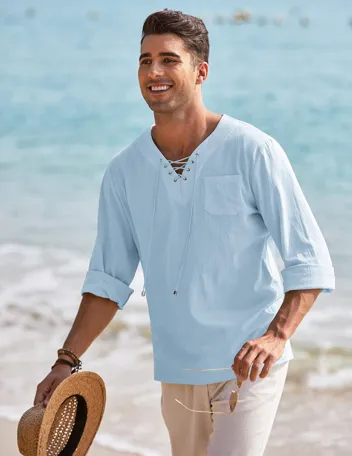 Coofandy Linen Beach Shirt